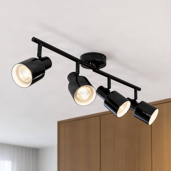Lindby Stropní bodové světlo Ovelia, černý, 80 cm, 4 ramena, E27, stmívatelný, Černá, Obývací pokoj / jídelna, kov, Moderní