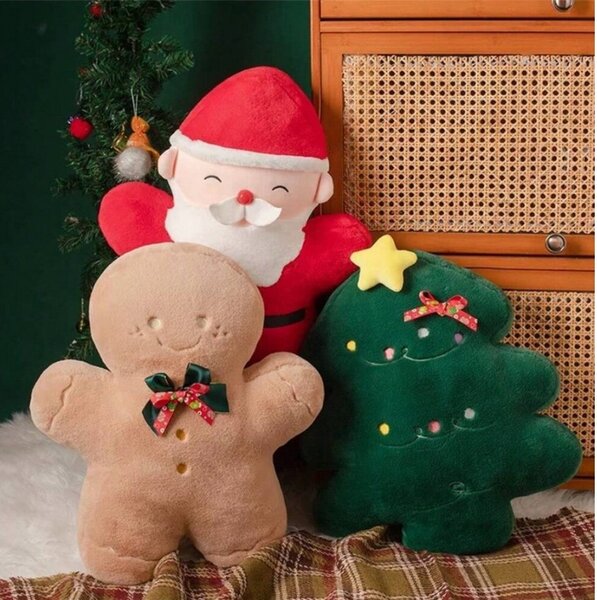 Sametový dekorační polštář SANTA CLAUS, červený