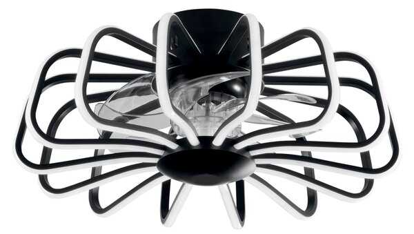 FAN LED-GRECALE-B-INT Svítidlo s ventilátorem GRECALE černá akrylát/hliník 80 W 8470 lm CCT stmívatelné Wi‑Fi 50x20,7 cm - FANEUROPE