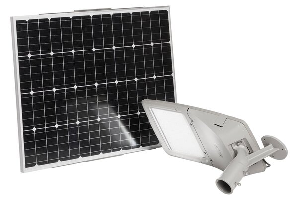 FAN LED-FEBO-SOLAR Veřejné solární osvětlení LED FEBO stříbrná, hliník, 40 W, 6800 lm, 4000 K, IP65, solární panel, 29,99 x 62,568 x 25,3 cm - FANEUROPE