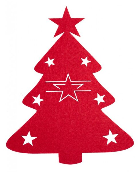 Pouzdro na příbory CHRISTMAS TREE červené, 4 ks