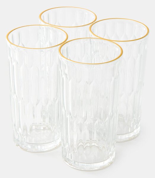 Sinsay - Dekorativní sklenice s texturou a zlatým okrajem 4 pack - clear
