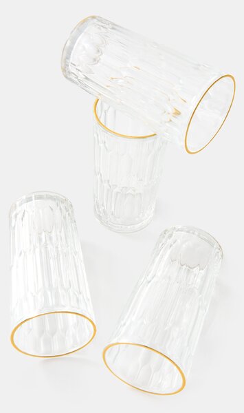 Sinsay - Dekorativní sklenice s texturou a zlatým okrajem 4 pack - clear