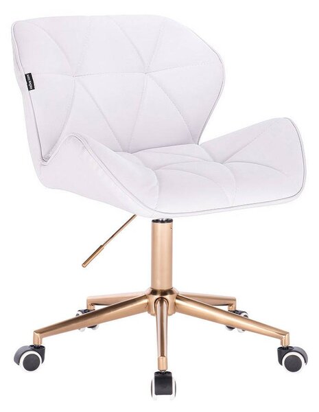 Kosmetická židle MILANO na zlaté podstavě s kolečky - bílá
