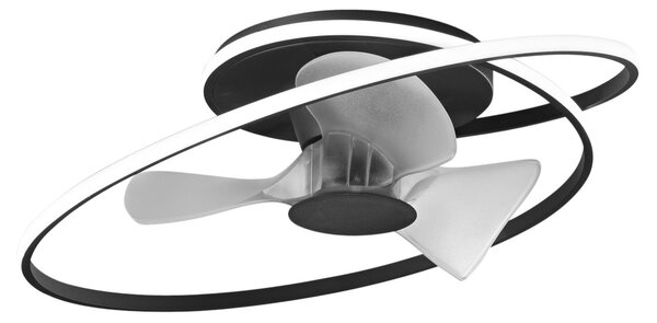 FAN LED-STORM-NER Stropní svítidlo s ventilátorem LED VENTILATORE 55 W CCT 7450 lm černá pr.77x22 cm - FANEUROPE