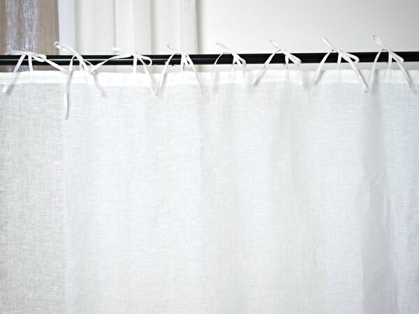 Snový svět Záclona bílá 150 cm se zavazováním - 100% len