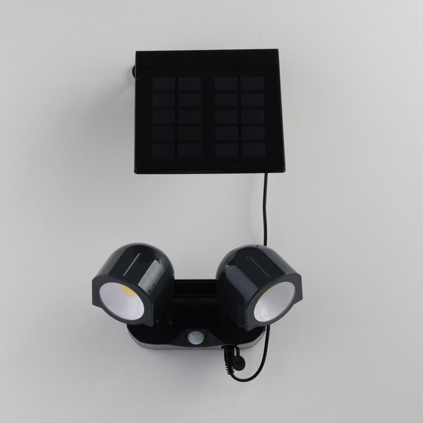 FAN LED-SHIVA-SOLAR Solární reflektor LED SHIVA antracit plast 2x1,5 W 230 lm 4000 K IP54 solar / senzor 10,95x16x7,26 cm - FANEUROPE