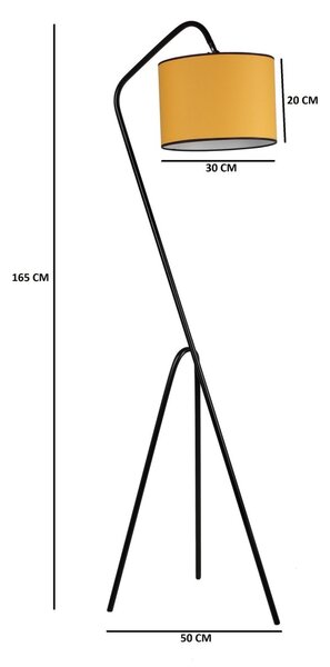 Opviq Stojací lampa Pramit II 165 cm černá/žlutá