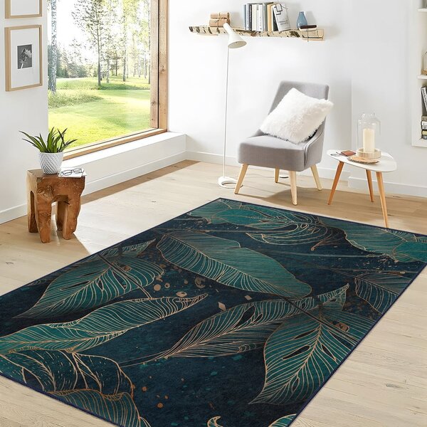 Pratelný běhoun v petrolejové barvě 80x200 cm Midnight Jungle – Mila Home
