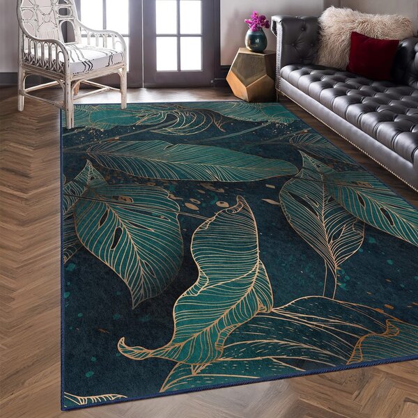 Pratelný běhoun v petrolejové barvě 80x200 cm Midnight Jungle – Mila Home