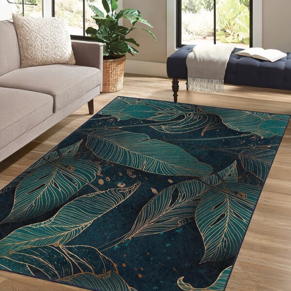 Pratelný běhoun v petrolejové barvě 80x200 cm Midnight Jungle – Mila Home