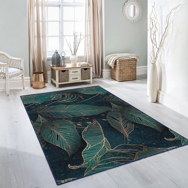 Pratelný běhoun v petrolejové barvě 80x200 cm Midnight Jungle – Mila Home