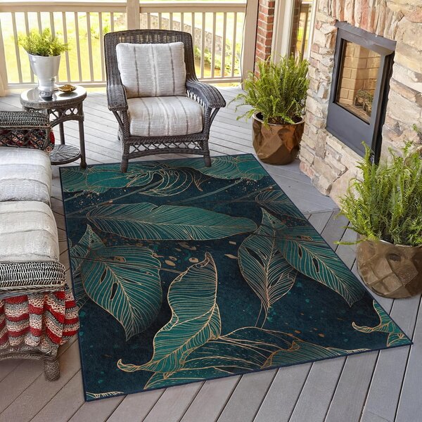Pratelný běhoun v petrolejové barvě 80x200 cm Midnight Jungle – Mila Home