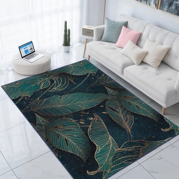 Pratelný běhoun v petrolejové barvě 80x200 cm Midnight Jungle – Mila Home