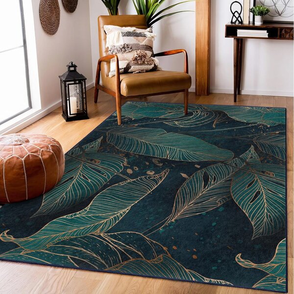 Pratelný běhoun v petrolejové barvě 80x200 cm Midnight Jungle – Mila Home
