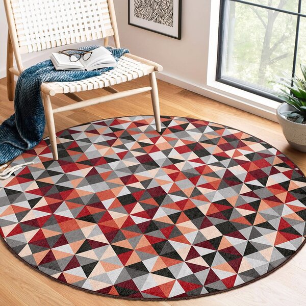 Červeno-šedý pratelný kulatý koberec ø 80 cm Ignite – Mila Home