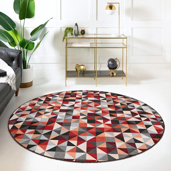 Červeno-šedý pratelný kulatý koberec ø 80 cm Ignite – Mila Home