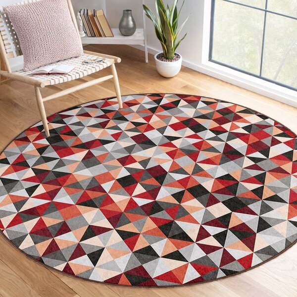 Červeno-šedý pratelný kulatý koberec ø 80 cm Ignite – Mila Home