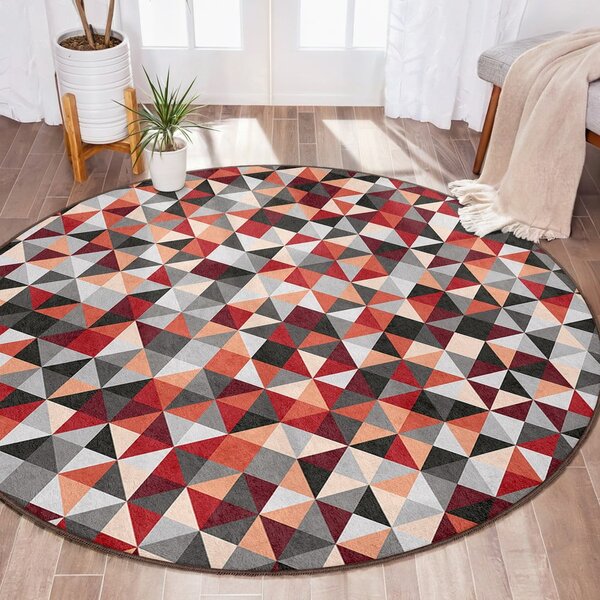 Červeno-šedý pratelný kulatý koberec ø 80 cm Ignite – Mila Home