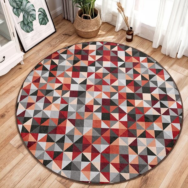 Červeno-šedý pratelný kulatý koberec ø 80 cm Ignite – Mila Home