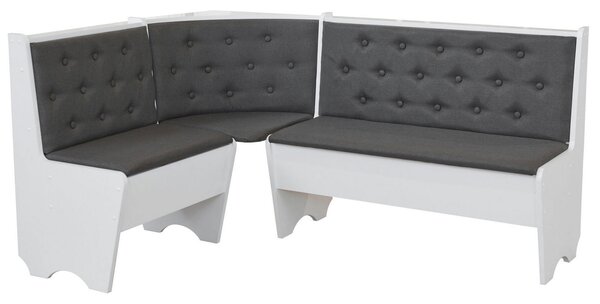 Jídelní rohový SET CORNER bílá/šedá látka