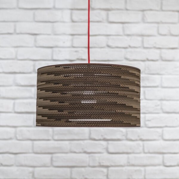 Kartonové stínítko na lustr Cylinder 30cm KARTOONS + DÁREK Textilní kabel (Barva-hnědá-karton)