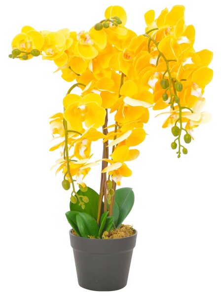 Umělá rostlina orchidej s květináčem žlutá 60 cm