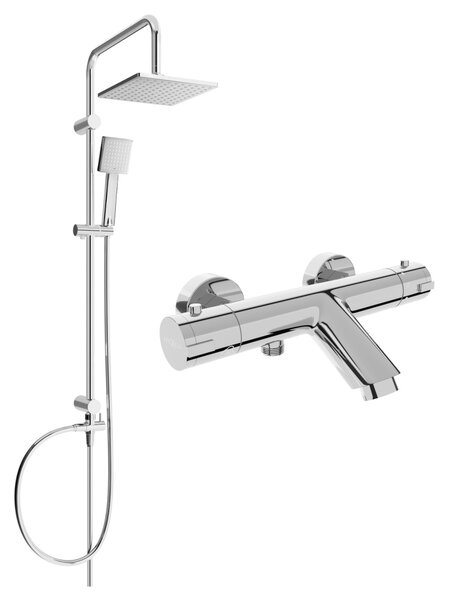 Mexen Tord vanovo-sprchový set s dešťovou sprchou a vanovou termostatickou baterií Kai, chromová, 77300200-00