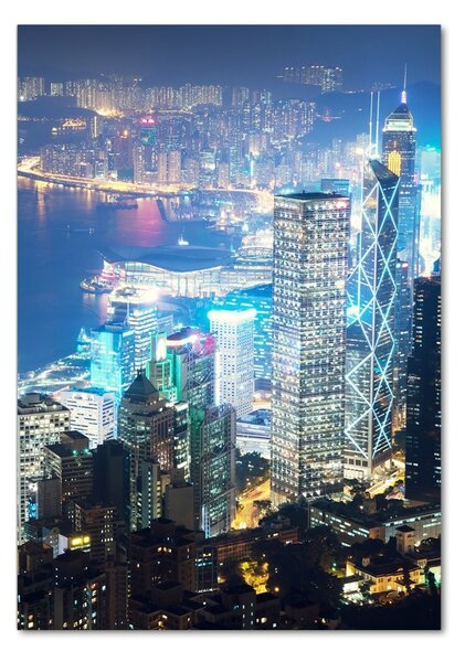 Vertikální Foto obraz fotografie na skle Noční Hongkong osv-97604985