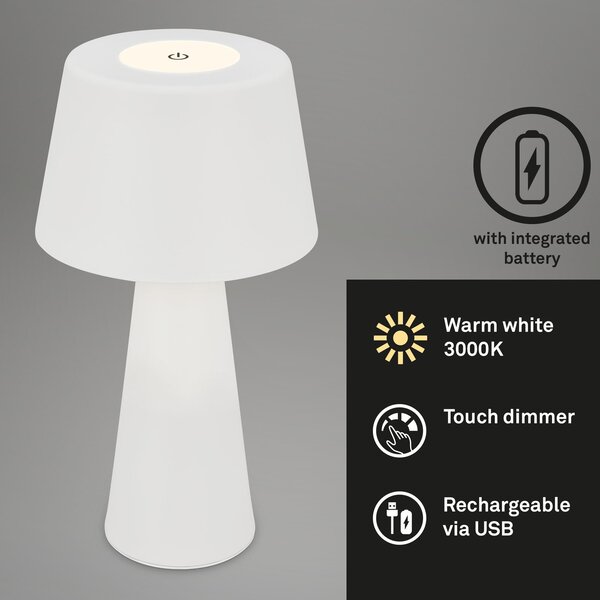 BRILO 7437016 LED nabíjecí stolní lampa pr.16,5 cm 3,5W 400lm bílé - BRILO