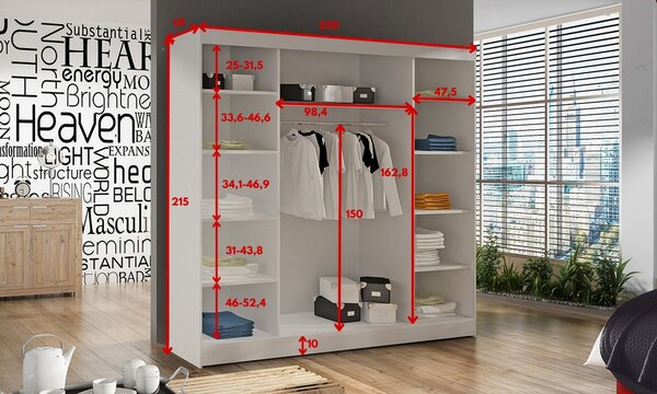 Šatní skříň DERBY VI - 200 cm Černá