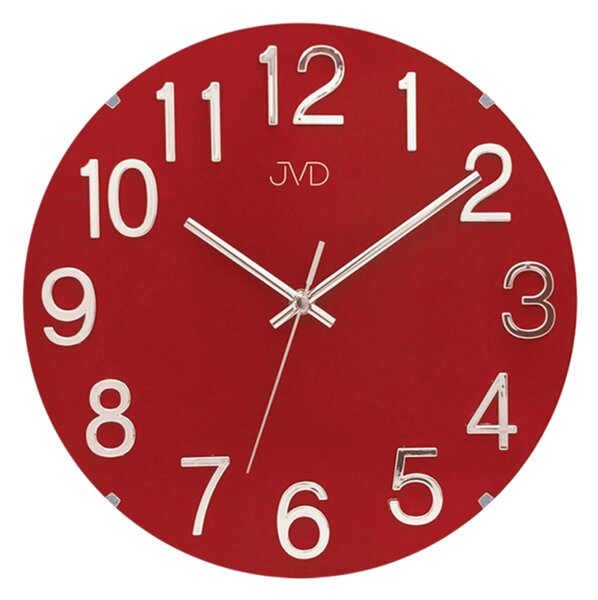 JVD Skleněné červené nástěnné hodiny JVD HT98.4