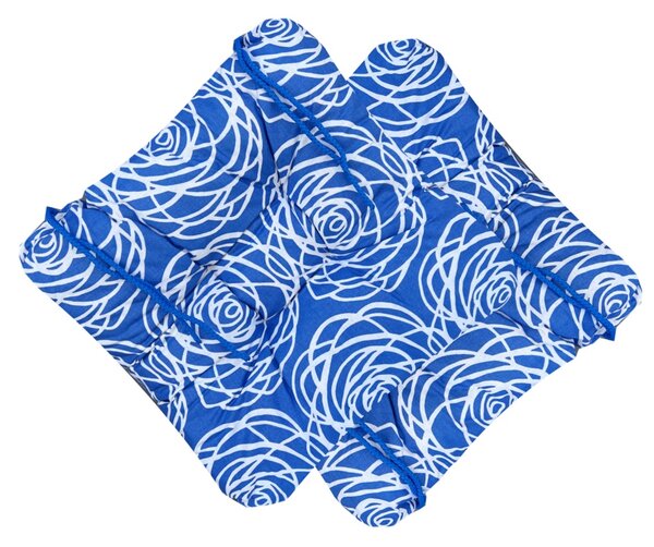 Podsedák na židli Soft - květovaný vzor modrý (40x40x7cm)