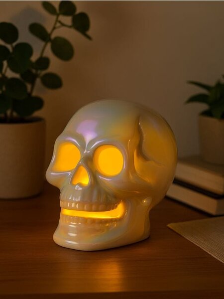 Sinsay - LED stolní lampa ve tvaru lebky - bílá