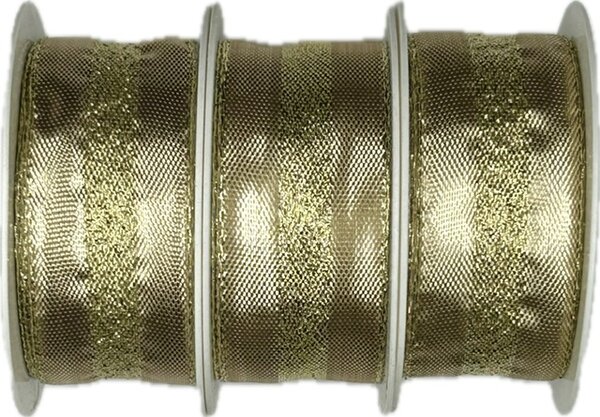 Set 3x Stuha zlatá LONDON GOLD lurexová 3x (25mm x 2m)