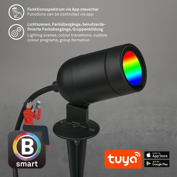 BRILO 3674-015 LED zahradní bodové svítidlo, 12 cm, 4,4 W, 380 lm, černá - BRILO