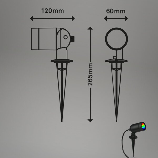BRILO 3674-015 LED zahradní bodové svítidlo, 12 cm, 4,4 W, 380 lm, černá - BRILO