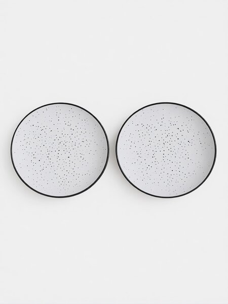 Sinsay - Sada talířů s jemným skvrnitým vzorem – 2-pack - bílá