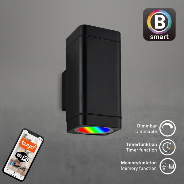 BRILO 3675-025 LED venkovní nástěnné svítidlo. 15,5 cm, 2x LED modul, 8,5 W, 350 lm, černá - BRILO