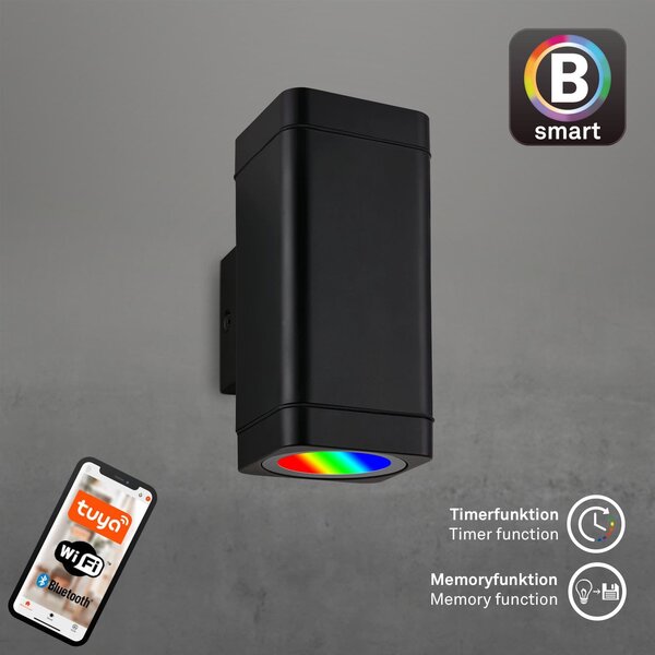 BRILO 3675-025 LED venkovní nástěnné svítidlo. 15,5 cm, 2x LED modul, 8,5 W, 350 lm, černá - BRILO