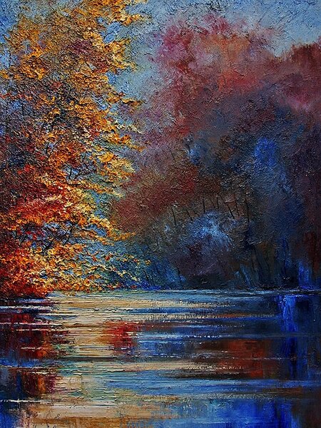 Ručně malovaný obraz od Justyna Kopania - "River", rozměr: 46 x 61 cm
