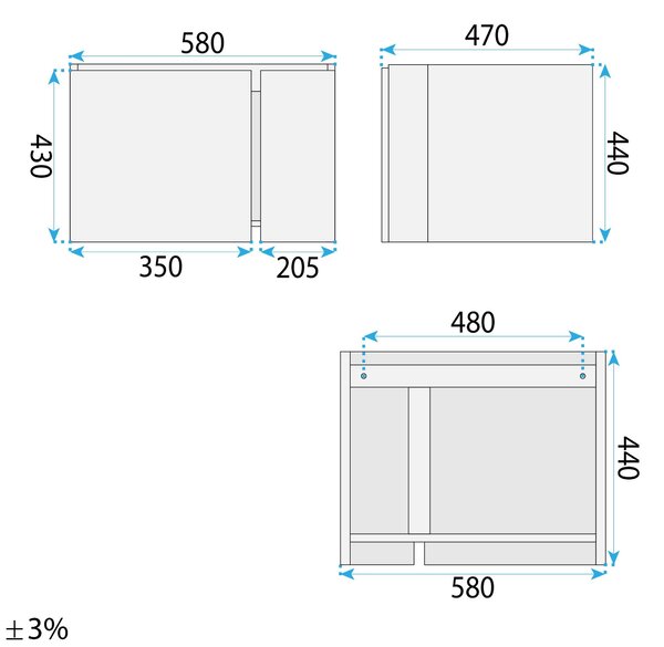 Sada koupelnového nábytku s umyvadlem Tula 60cm Grey