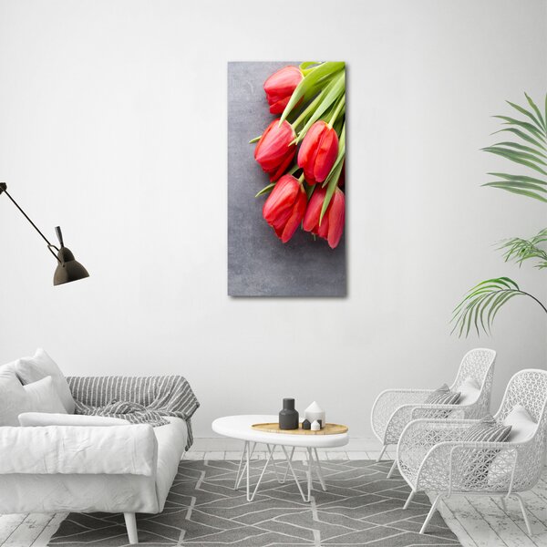 Vertikální Foto obraz na plátně Červené tulipány ocv-99719823