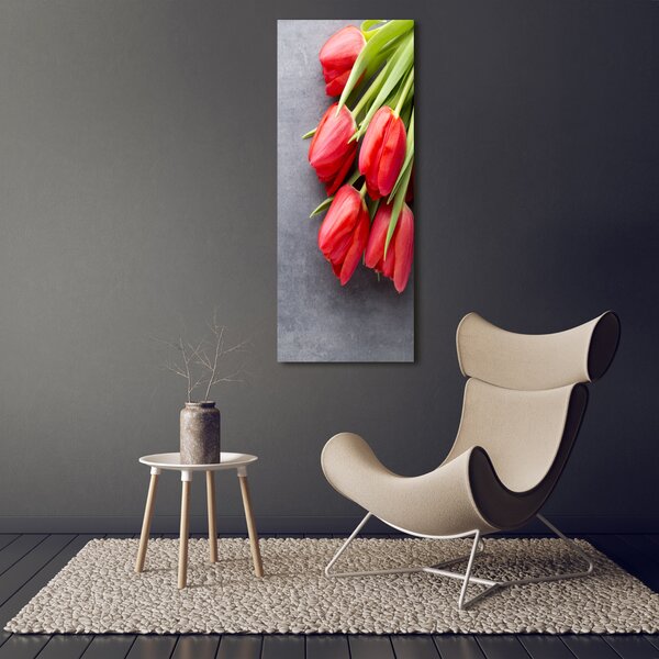 Vertikální Foto obraz na plátně Červené tulipány ocv-99719823