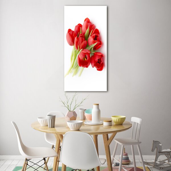 Vertikální Fotoobraz na skle Červené tulipány osv-99817079