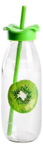 Skleněná láhev s víčkem a brčkem TORO 500ml MIX motivů