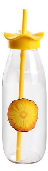 Skleněná láhev s víčkem a brčkem TORO 500ml MIX motivů
