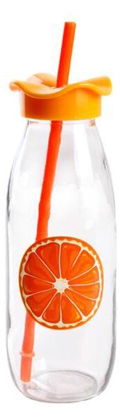 Skleněná láhev s víčkem a brčkem TORO 500ml MIX motivů
