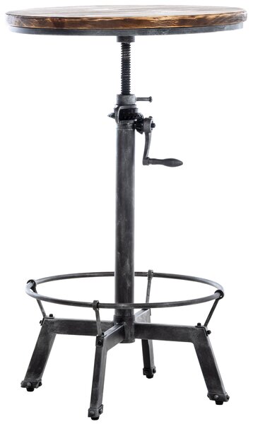 Kovový barový stůl Malita v industriálním stylu - v84-102 x Ø59 cm - Stříbrná