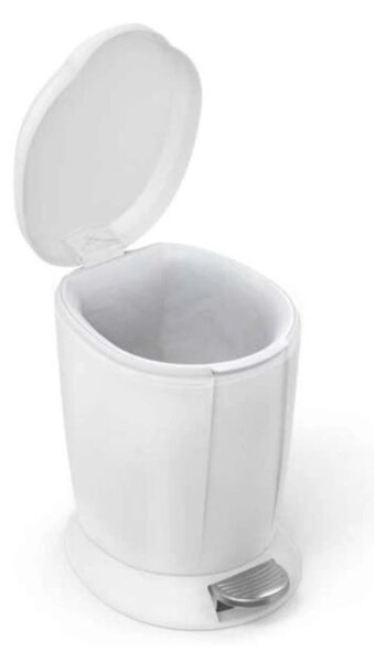 Pedálový odpadkový koš Simplehuman – 6 l, bílý plast